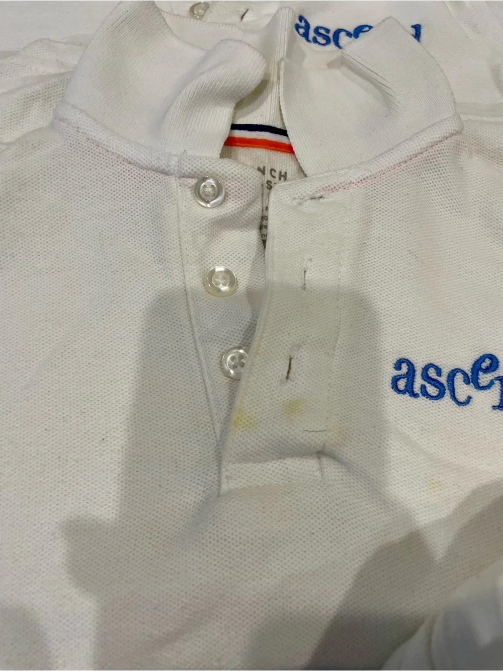 French Toast White Kids Polo Shirt with Blue 'ascend' Embroidery